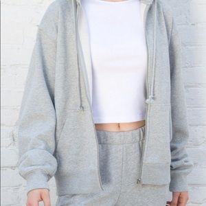 Brandy Melville gray christy zip up hoodie small/medium